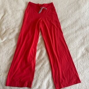 Lululemon Throwback Still Pant Carnation Red Women's 8 Wide‎ Leg high Rise